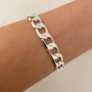 925 Sterling Silver Chunky Chain Link Bracelet Silver Large Link Bracelet 8 MM